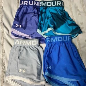 4 Pair Of Girl Size Medium Under Armor Shorts
